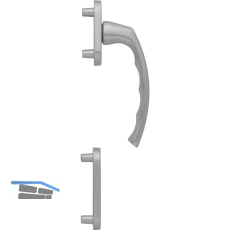 HOPPE Balkont�rgriff-Halbgarnitur LI�GE - au�en hoch, Edelstahl-Effekt