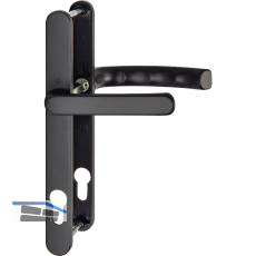 Dr�ckergarnitur LI�GE - Schmalschild 24 mm, Griff flach,67 - 72,schwarz matt