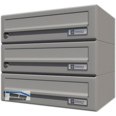 JU Hausbrieffachanlage 3-teilig, 375 x 330 x 280 mm, Stahl grau RAL 9007