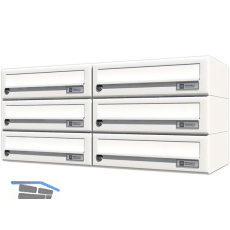 JU Hausbrieffachanlage 6-teilig, 750 x 330 x 280 mm, Stahl wei� RAL 9016