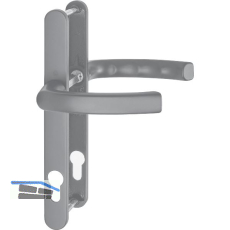 Dr�ckergarnitur LI�GE - auf Schmalschild 24 mm, 67 - 72, Edelstahl-Effekt