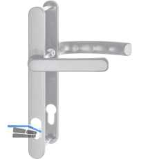 Dr�ckergarnitur LI�GE - Schmalschild 24 mm, Griff flach,67 - 72,silber eloxiert