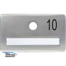 SOLIDO Namensschild ohne Spion, Bohrung � 14, Alu silber eloxiert, Gravur Nr. 10