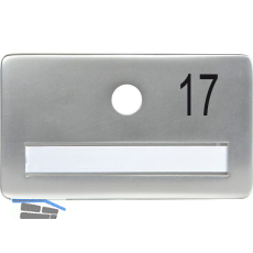 SOLIDO Namensschild ohne Spion, Bohrung � 14, Alu silber eloxiert, Gravur Nr. 17