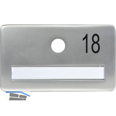 SOLIDO Namensschild ohne Spion, Bohrung � 14, Alu silber eloxiert, Gravur Nr. 18