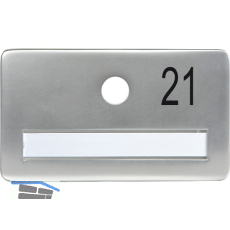 SOLIDO Namensschild ohne Spion, Bohrung � 14, Alu silber eloxiert, Gravur Nr. 21