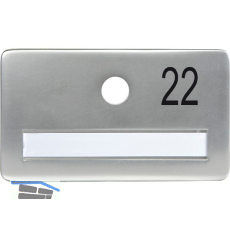 SOLIDO Namensschild ohne Spion, Bohrung � 14, Alu silber eloxiert, Gravur Nr. 22