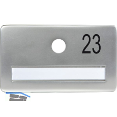 SOLIDO Namensschild ohne Spion, Bohrung � 14, Alu silber eloxiert, Gravur Nr. 23