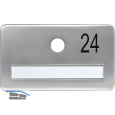 SOLIDO Namensschild ohne Spion, Bohrung � 14, Alu silber eloxiert, Gravur Nr. 24