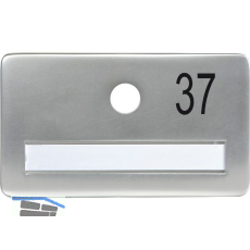 SOLIDO Namensschild ohne Spion, Bohrung � 14, Alu silber eloxiert, Gravur Nr. 37
