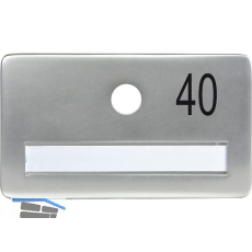 SOLIDO Namensschild ohne Spion, Bohrung � 14, Alu silber eloxiert, Gravur Nr. 40