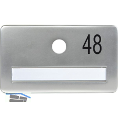 SOLIDO Namensschild ohne Spion, Bohrung � 14, Alu silber eloxiert, Gravur Nr. 48