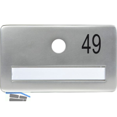 SOLIDO Namensschild ohne Spion, Bohrung � 14, Alu silber eloxiert, Gravur Nr. 49
