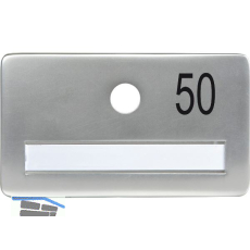 SOLIDO Namensschild ohne Spion, Bohrung � 14, Alu silber eloxiert, Gravur Nr. 50