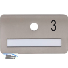 SOLIDO Namensschild ohne Spion, Bohrung � 14, Edelstahl satiniert, Gravur Nr. 3