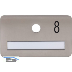 SOLIDO Namensschild ohne Spion, Bohrung � 14, Edelstahl satiniert, Gravur Nr. 8