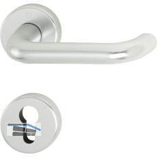 Feuerschutz-Dr�ckergarnitur PARIS auf Rosette PZ, 40 - 45 mm, silber eloxiert