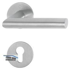 HOPPE Dr�ckergarnitur AMSTERDAM - auf Flachrosette, rund PZ, Edelstahl matt