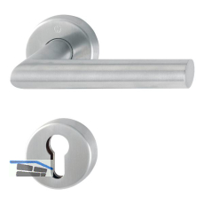 Dr�ckergarnitur AMSTERDAM - auf Rosette PZ, 40 - 45, Edelstahl matt