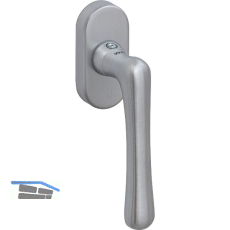 GRUNDMANN Fenstergriff WG ELEGANT - m. Rast., VK 7 x 35mm,Messing verchromt sat.