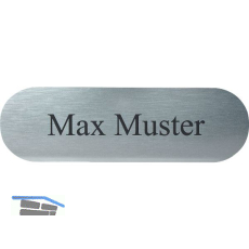 Namensschild oval mit Gravur, Edelstahl Effekt