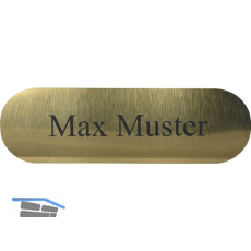 Namensschild oval mit Gravur, goldfarbig