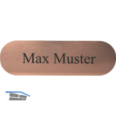 Namensschild oval mit Gravur, kupferfarbig