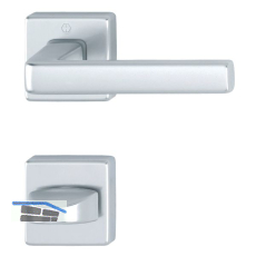 Dr�ckergarnitur DUBLIN auf Rosette eckig WC, Aluminium silber eloxiert