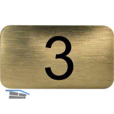Nummernschild selbstklebend, 35 x 20 mm, Type 3, Kunststoff gold metallic