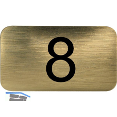 Nummernschild selbstklebend, 35 x 20 mm, Type 8, Kunststoff gold metallic