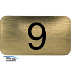 Nummernschild selbstklebend, 35 x 20 mm, Type 9, Kunststoff gold metallic