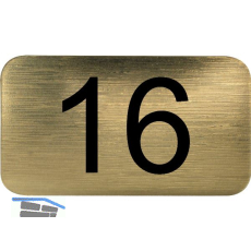 Nummernschild selbstklebend, 35 x 20 mm, Type 16, Kunststoff gold metallic