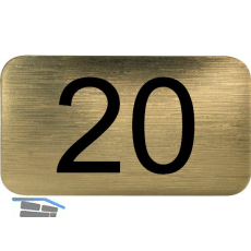 Nummernschild selbstklebend, 35 x 20 mm, Type 20, Kunststoff gold metallic