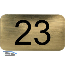 Nummernschild selbstklebend, 35 x 20 mm, Type 23, Kunststoff gold metallic