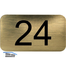 Nummernschild selbstklebend, 35 x 20 mm, Type 24, Kunststoff gold metallic