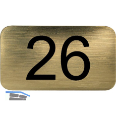 Nummernschild selbstklebend, 35 x 20 mm, Type 26, Kunststoff gold metallic