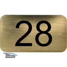 Nummernschild selbstklebend, 35 x 20 mm, Type 28, Kunststoff gold metallic