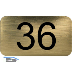 Nummernschild selbstklebend, 35 x 20 mm, Type 36, Kunststoff gold metallic