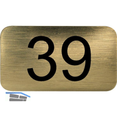 Nummernschild selbstklebend, 35 x 20 mm, Type 39, Kunststoff gold metallic