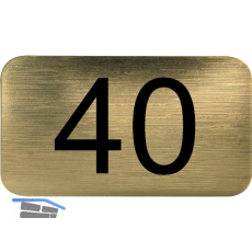 Nummernschild selbstklebend, 35 x 20 mm, Type 40, Kunststoff gold metallic