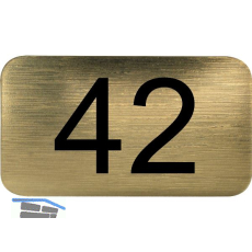 Nummernschild selbstklebend, 35 x 20 mm, Type 42, Kunststoff gold metallic