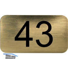 Nummernschild selbstklebend, 35 x 20 mm, Type 43, Kunststoff gold metallic