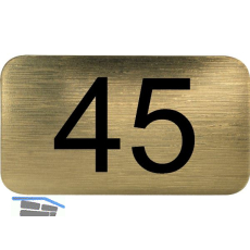Nummernschild selbstklebend, 35 x 20 mm, Type 45, Kunststoff gold metallic
