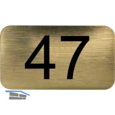 Nummernschild selbstklebend, 35 x 20 mm, Type 47, Kunststoff gold metallic