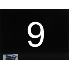 Nummernschild selbstklebend, 40 x 30 mm, Type 9, Kunststoff schwarz gl�nzend