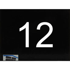Nummernschild selbstklebend, 40 x 30 mm, Type 12, Kunststoff schwarz gl�nzend