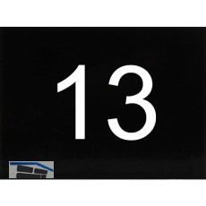 Nummernschild selbstklebend, 40 x 30 mm, Type 13, Kunststoff schwarz gl�nzend