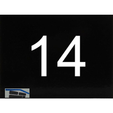 Nummernschild selbstklebend, 40 x 30 mm, Type 14, Kunststoff schwarz gl�nzend