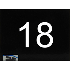Nummernschild selbstklebend, 40 x 30 mm, Type 18, Kunststoff schwarz gl�nzend