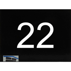 Nummernschild selbstklebend, 40 x 30 mm, Type 22, Kunststoff schwarz gl�nzend